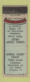 Matchbook Cover - George Scoop Collet Insurance White Castle LA low phone #