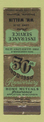 Matchbook Cover - WM Wallin Insurance Stockholm WI WEAR
