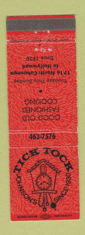 Matchbook Cover - Johnson's Tick Tock Restaurant Hollywood CA
