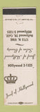 Matchbook Cover - Joseph of Hollywood Beauty Salon Hollywood CA WEAR