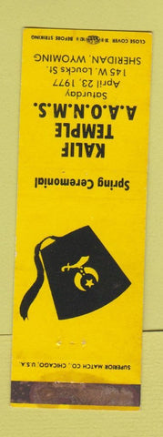 Matchbook Cover - Kalif Shriners Temple Sheridan WY WEAR YELLOW