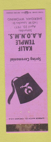 Matchbook Cover - Kalif Shriners Temple Sheridan WY WEAR PINK