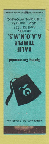 Matchbook Cover - Kalif Shriners Temple Sheridan WY WEAR TEAL