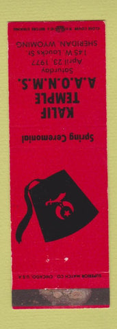 Matchbook Cover - Kalif Shriners Temple Sheridan WY WORN RED