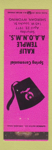 Matchbook Cover - Kalif Shriners Temple Sheridan WY WEAR PINK