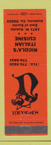 Matchbook Cover - Nicola's Italian Restaurant Anaheim CA ORANGE