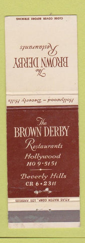 Matchbook Cover - Brown Derby Hollywood Beverly Hills CA WEAR