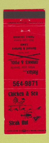 Matchbook Cover - Chicken & Sea Steak Hut billiards Pueblo Colorado