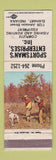 Matchbook Cover - Sportsman's Enterprises Fishing Hunting gear Elkhart IN WEAR