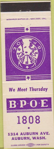 Matchbook Cover - Matchbook Cover Elks Club Auburn WA