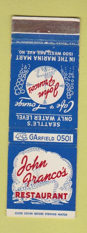 Matchbook Cover - John Franco's Restaurant Seattle WA