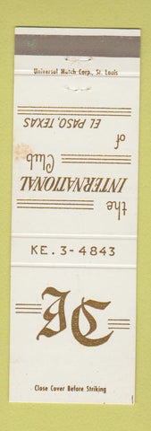 Matchbook Cover - International Club El Paso TX WEAR