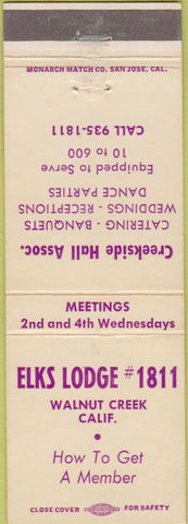 Matchbook Cover - Matchbook Cover Elks Club Walnut Creek CA