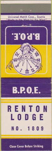 Matchbook Cover - Matchbook Cover Elks Club Renton WA