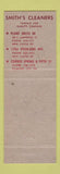 Matchbook Cover - Drive Safely Smith's Cleaners New Castle Ellwood City PA