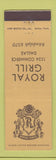 Matchbook Cover - Royal Grill Dallas TX