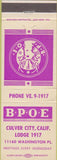 Matchbook Cover - Matchbook Cover Elks Club Culver City CA