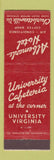 Matchbook Cover - University Cafeteria University VA Charlottesville Albemarle