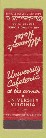 Matchbook Cover - University Cafeteria University VA Charlottesville Albemarle