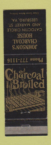 Matchbook Cover - Johnson's Charcoal House Leesburg VA