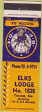 Matchbook Cover - Matchbook Cover Elks Club Taccoa GA