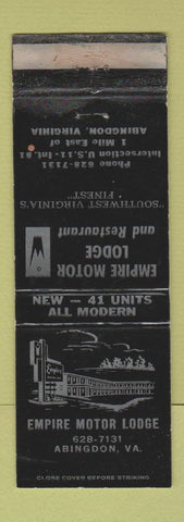 Matchbook Cover - Empire Motor Lodge Abingdon VA WORN