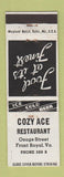 Matchbook Cover - Cozy Ace Restaurant Front Royal VA WEAR