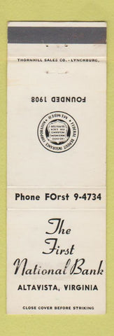 Matchbook Cover - First National Bank Altavista VA
