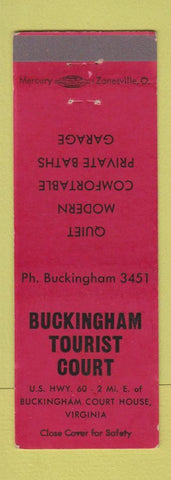 Matchbook Cover - Buckingham Tourist Court Buckingham Court House VA