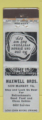 Matchbook Cover - Maxwell Bros New Market VA WEAR