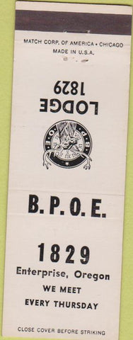 Matchbook Cover - Matchbook Cover Elks Club Enterprise OR