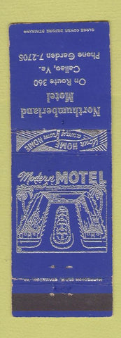 Matchbook Cover - Northumberland Motel Callao VA WEAR