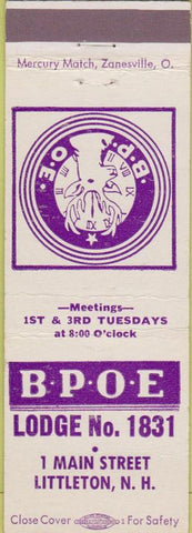 Matchbook Cover - Matchbook Cover Elks Club Littleton NH