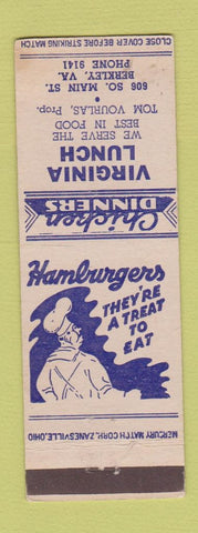 Matchbook Cover - Virginia Lunch Berkeley VA