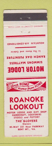 Matchbook Cover - Roanoke Lookout Motor Lodge Bent Mountain VA