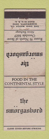 Matchbook Cover - Smorgasbord Restaurant Akron OH? WORN