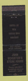Matchbook Cover - John Schuster's Steak House Masury OH