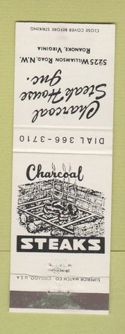 Matchbook Cover - Charcoal Steak House Roanoke VA