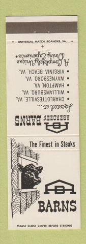 Matchbook Cover - Aberdeen Barns Charlottesville Williamsburg Hampton VA