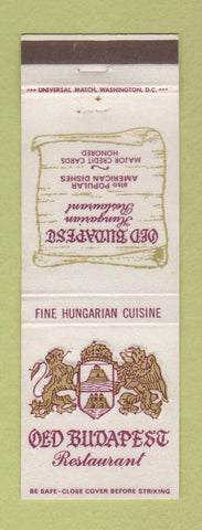 Matchbook Cover - Old Budapest Hungarian Restaurant Fairfax VA