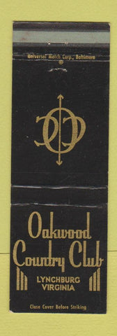 Matchbook Cover - Oakwood Country Club Lynchburg VA