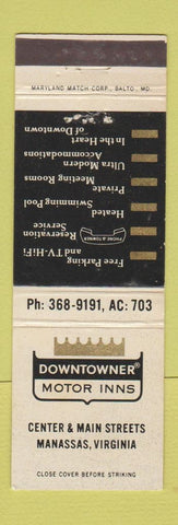 Matchbook Cover - Downtowner Motor Inns Manassas VA