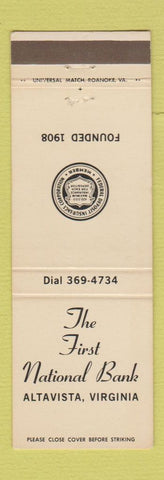 Matchbook Cover - First National Bank Altavista VA