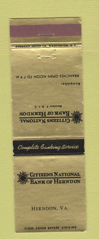 Matchbook Cover - Citizens NATional Bank Herndon VA