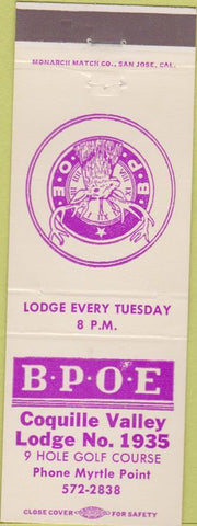Matchbook Cover - Matchbook Cover Elks Club Coquille OR