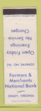 Matchbook Cover - Farmers and Merchants Natonal Bank Olney VA WORN