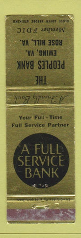 Matchbook Cover - Peoples Bank Ewing Rose Hill VA WEAR
