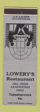 Matchbook Cover - Lowery's Restaurant Tappahannock VA
