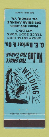 Matchbook Cover - CE Barker Welding Virginia Beach VA WEAR