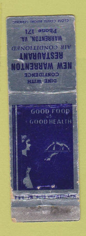 Matchbook Cover - New Warrenton Restaurant VA low phone # girlie WORN
